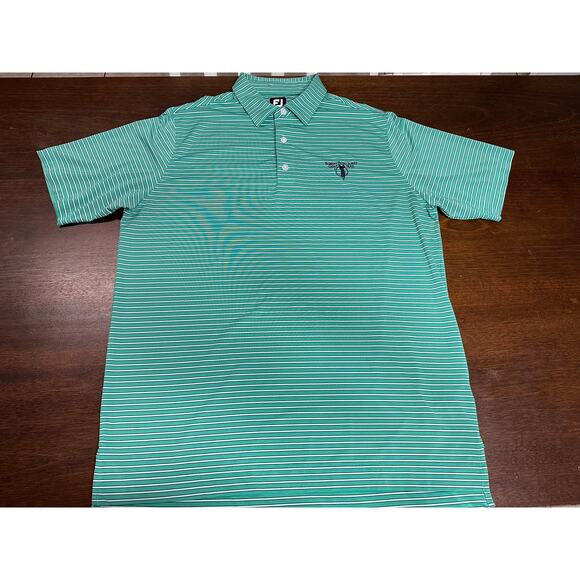 FootJoy FJ Striped Golf Performance Polo Men XL Robert Trent Jones Club Preppy - Picture 2 of 9